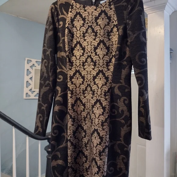 green emerald velvet dress 1960s Gold,silver & black Brocade Cocktail Dress Small main image 0